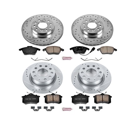 K899 Powerstop Brake Disc and Pad Kits 4-Wheel Set Front /& Rear New for VW Jetta