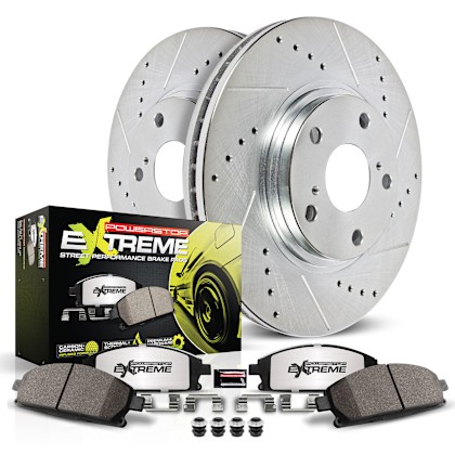 KOE1233 Powerstop Brake Disc and Pad Kits 2-Wheel Set Front New for 4 Runner